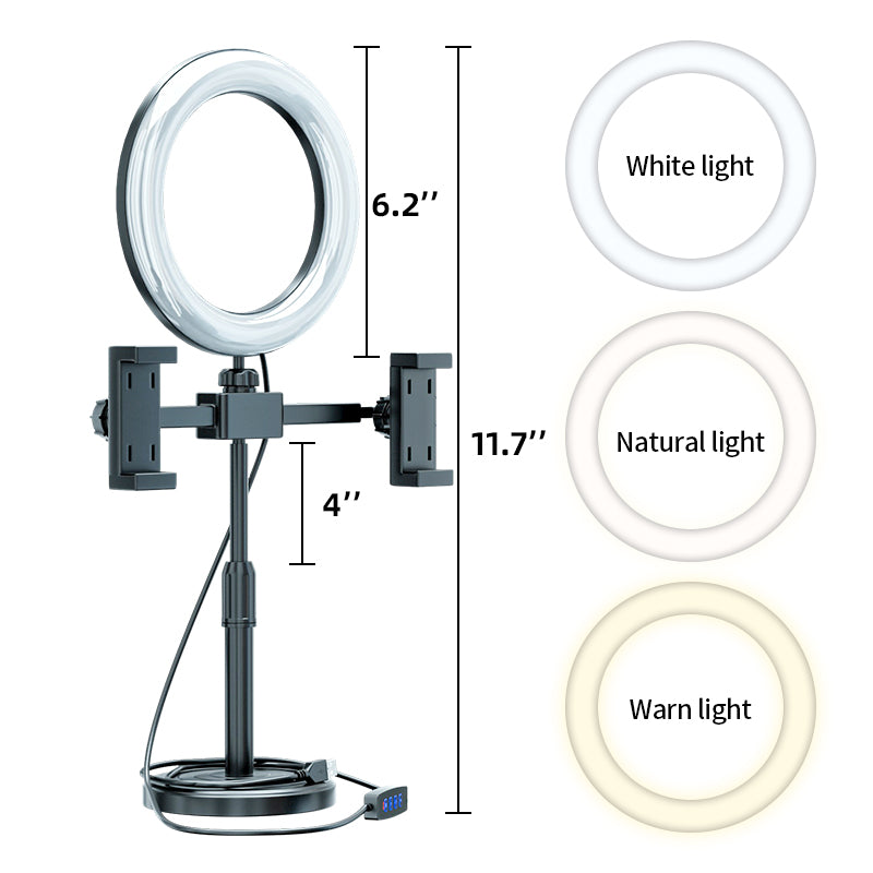 Dual camera desktop fill light mobile phone holder, D0339