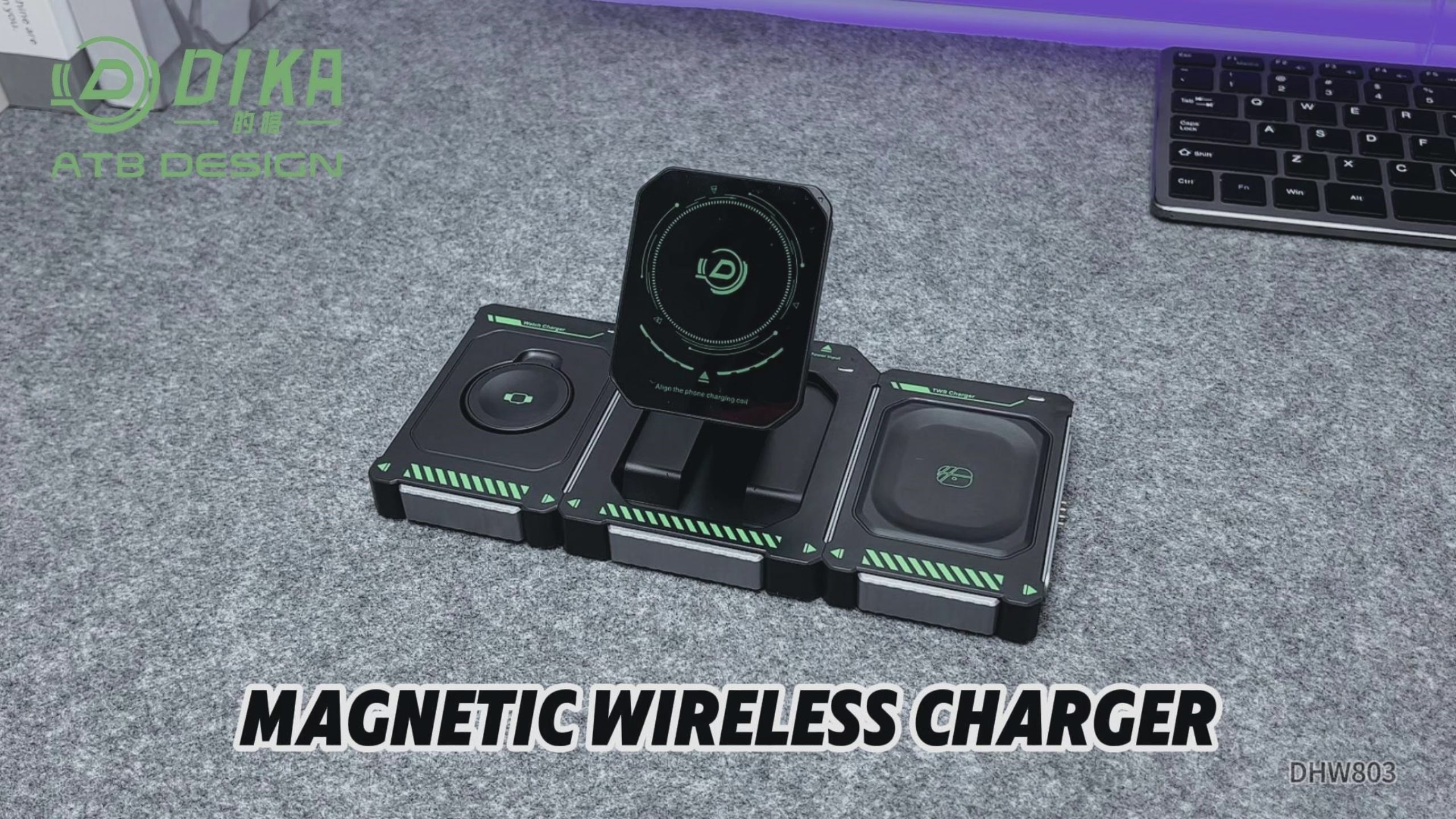 Three-in-one wireless charging stand  DHW803
